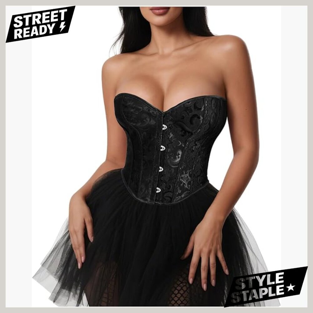 Lace Up Overbust Corset Top Shapewear Polyester Spandex Hourglass Figure